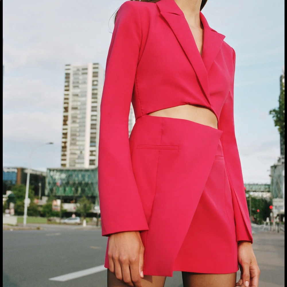Zara Raspberry Cut Out Blazer Dress